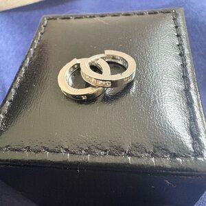 Sterling Silver Huggies/Hoop Earrings with Cubic Zirconia